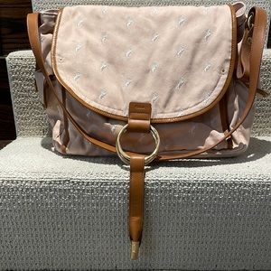 Chloe Embroidered Canvas Diaper Bag